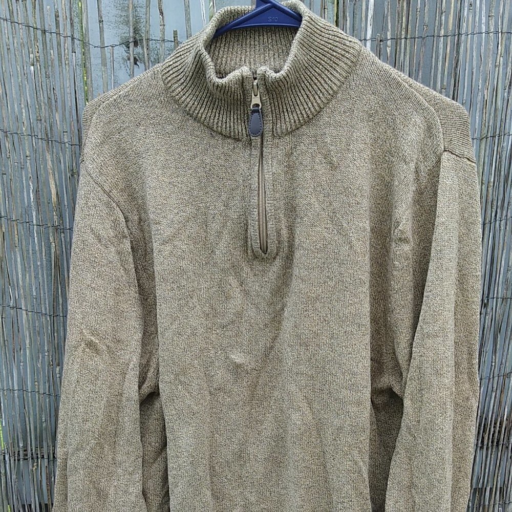 Croft & Barrow Men's Tan Quarter Zip Long Sleeve Sweater Pullover - M